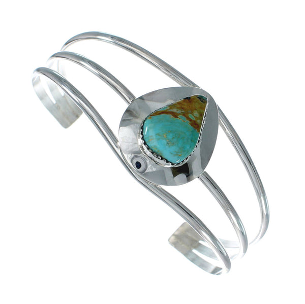 Native American Turquoise Sterling Silver Tear Drop Navajo Cuff Bracelet TX10259
